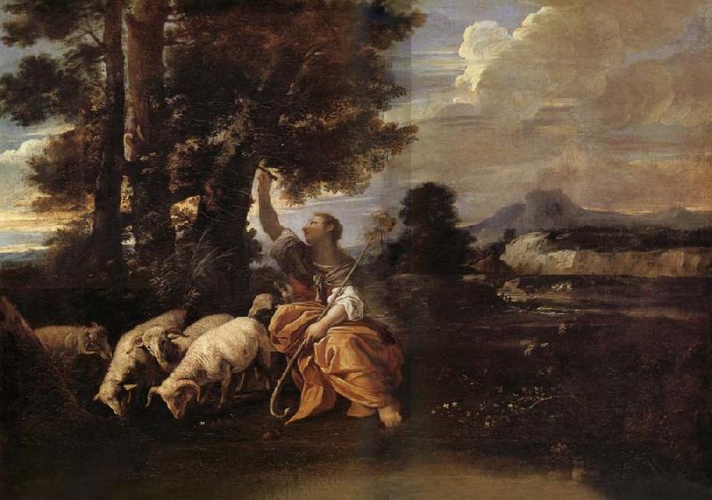 MOLA, Pier Francesco Herminie gardant ses troupeaux grave sur un arbre le nom de Tancrede France oil painting art